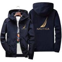 NAUTICA Sp And ในฤดูใบไม้ร่วงผู้ชายเสื้อกันลมสำหรับผู้ชาย,เสื้อกันฝนสำหรับปีนเขาแจ็คเก็ตมีฮู้ดกันลมสำหรับเดินป่ากลางแจ้ง