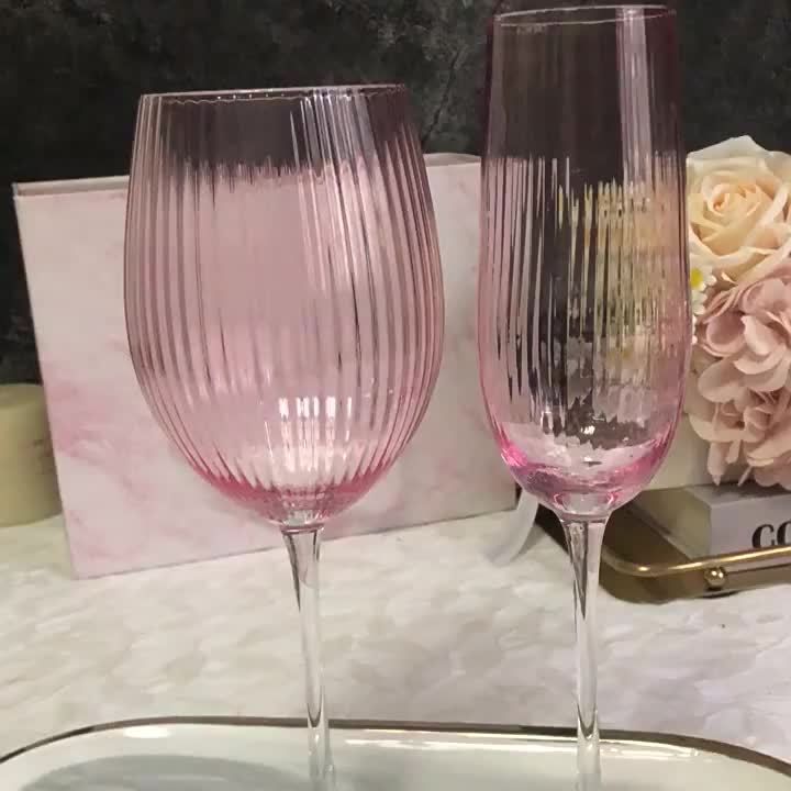 Vertical Striped Wine Glasses, Champagne Glasses, Lead-free