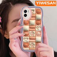 YIWESAN เคสสำหรับ VIVO Y15s Y15a Y01การ์ตูน3D หมีดอกไม้ดีไซน์ใหม่ขอบคลื่นครีมโปร่งใสลายกล้องถ่ายรูปเคสมือถือฝาครอบป้องกันที่เรียบง่ายอ่อนโยน