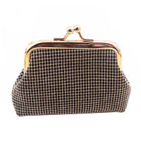 Coin Purse Womens Small Purse Womens PU Cotton Plaid Pattern Mini Buckle Coin Purse Coin Purse Cotton Fabric