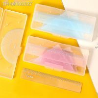 ❣ 4 Pcs Geometry Kit Plastic Protractor 2 Triangle Rulers 15cm Ruler for Students