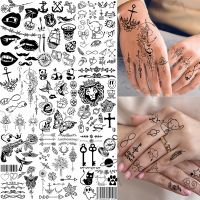 【YF】 Hena Anchor Flower Temporary Tattoos For Women Adult Fake Mandala Elephant Infinite Tattoo Sticker Realistic Finger Small Tatoos