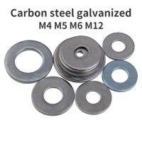 50Pcs Galvanized Flat Pad Carbon Steel Flat Washer Plain Gasket for M4 M5 M6 M12 Screw Bolt