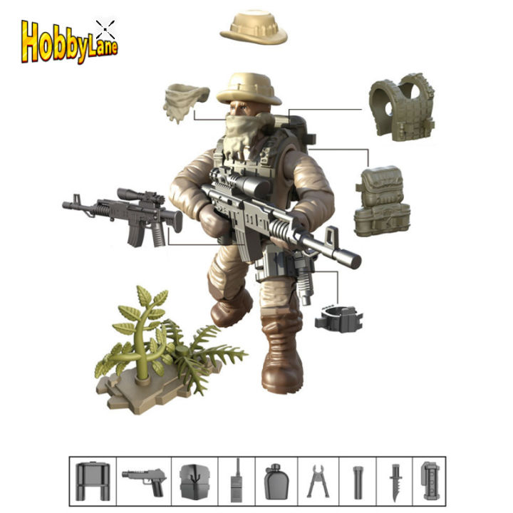 hobby-ตุ๊กตาทหารขนาดเล็ก6ชิ้น-ชุด-ตุ๊กตาหน้าที่ทางทหารโมเดลปืนอาวุธทางการทหารบล็อกตัวต่อ