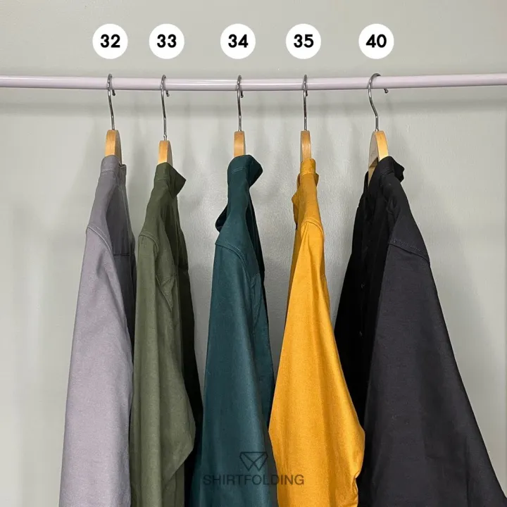 shirtfolding-เสื้อเชิ้ต-แขนยาวคอจีน-กระดุมดำ-สีเทาดิน-สีเขียวขี้ม้า-สีเขียวเข้ม-สีเหลืองมัสตาส-สีดำ