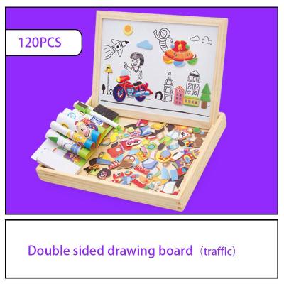 100+Pcs Wooden Multifunction Children Animal Puzzle Writing Magnetic Drawing Board Blackboard Learning Education Toys For Kids