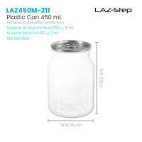 LAZ-Step กระป๋องพลาสติก PET กระป๋องฝาดึง ขนาด 450 ml. LAZ450M211 (ทรงถังนม) บรรจุกล่องละ 120 ใบรวมฝา ต้องใช้กับเครื่องปิดฝากระป๋อง