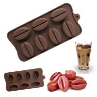 กาแฟถั่วช็อกโกแลตน้ำตาลก้อนแม่พิมพ์ซิลิโคน Coffee Bean Ice Pan Mold