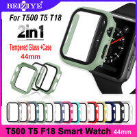 กระจกกันรอย Protective Case For T500 Smart Watch 44mm + Tempered Glass T500 T5 F18 Full Cover bumper