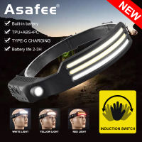 660LM COB XPE Headlamp Yellow Light Head Lamp With USB Built-in Waterproof Flashlight fishing