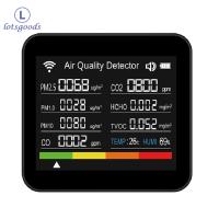 เครื่องวัดจอแสดงผล LCD ใหญ่ CO2ดิจิตอลหน้าจอที่มีคุณภาพลม15ใน1เครื่องวัดความชื้นและอุณหภูมิมีความแม่นยำสูงสำหรับใช้ในบ้าน