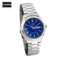 Velashop นาฬิกาข้อมือผู้ชาย Casio สายสแตนเลส สีเงิน/น้ำเงิน รุ่น MTP-1239D-2ADF, MTP-1239D-2A, MTP-1239D