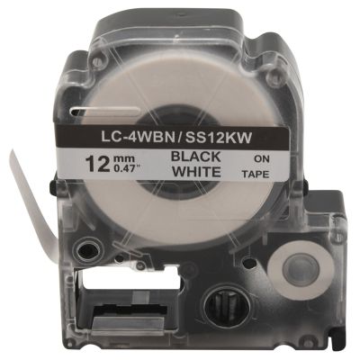 5 Pack Replace LK-4WBN LC-4WBN9(SS12KW) Label Tapes for Epson LabelWorks LW300 LW400 LW500 LW700 Black On White 1/2 Inch X 26.2 Feet(12Mm X 8M)