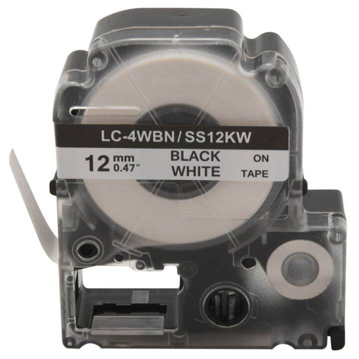 5-pack-replace-lk-4wbn-lc-4wbn9-ss12kw-label-tapes-for-epson-labelworks-lw300-lw400-lw500-lw700-black-on-white-1-2-inch-x-26-2-feet-12mm-x-8m