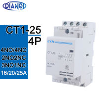 16A 3NO1NC 20A 25A 4P 220V230V 5060HZ Din Rail ในครัวเรือน AC คอนแทคเตอร์4NCCT1-25โมดูลติดต่อ