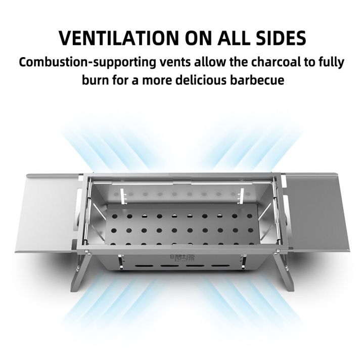 เตาไฟแบบพกพาพับได้ทำจากสแตนเลสใช้ในบ้านเตาฟืนสำหรับปิคนิคตั้งค่ายกลางแจ้งแบบถอดได้