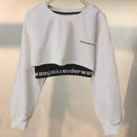 【High Quality】Two-Piece Short Open Navel Sweater Letter High Waist Printed Round Neck T-Shirt Top