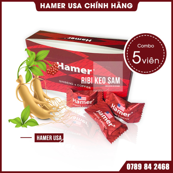 Gói combo 5 viên kẹo sâm hamer mỹ mẫu mới 2022 chính hãng - ảnh sản phẩm 1