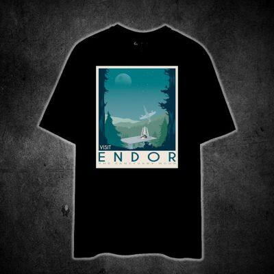 VISIT ENDOR THE SANCTUARY MOON (FANTASY VINTAGE TRAVEL) Printed t shirt unisex 100% cotton