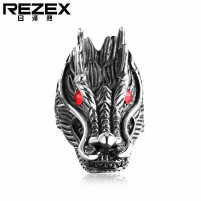 REZEX เครื่องประดับบุคลิกวินเทจสไตล์พังค์ผู้ชายก๊อกน้ำไทเทเนียมแหวนเหล็ก