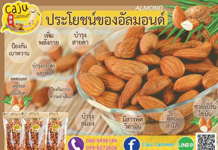 อัลมอนด์-almond-เต็มเมล็ดเมล็ดใหญ่รสชาติดี-200-กรัม-หอม-เคี้ยวมัน-เคี้ยวเพลิน-ของสดใหม่เสมอ-ไม่เหม็น-คัดพิเศษ