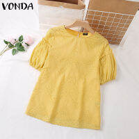 VONDA เสื้อเสื้อยืดคอกลมแนวธุรกิจของผู้หญิงเสื้อหนา OL Work Bubble Sleeve (ลำลองเกาหลี) #2