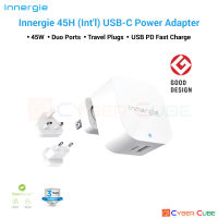 Innergie 45H (Intl) USB-C Power Adapter 45W (White) - Duo Ports (USB-C / USB) - USB PD Fast Charge / อะแดปเตอร์ USB-C และ USB พร้อมหัวปลั๊ก US, EU และ UK