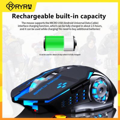 RYRA เมาส์สำหรับเล่นเกมส์ไร้สาย/แบบมีสาย6ปุ่ม3600 DPI คอมพิวเตอร์แสงไฟ E-Sports 2.4G USB Yuebian