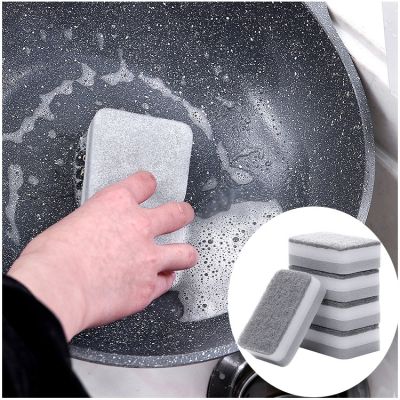 hotx 【cw】 5Pcs Double-sided Cleaning Spongs Household Scouring Dishwashing Sponge Dish Accessories