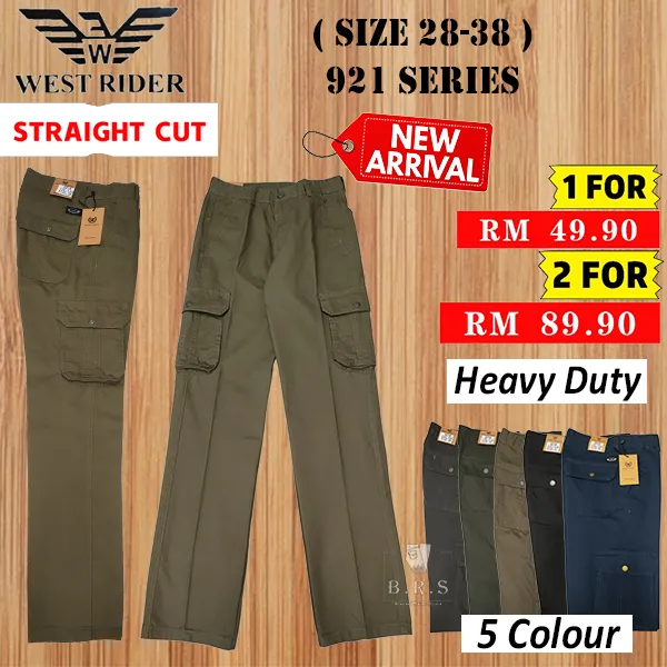 [ WEST RIDER ] ( SIZE 28-50 ) SELUAR CARGO KERJA KAIN TEBAL POKET TEPI ...