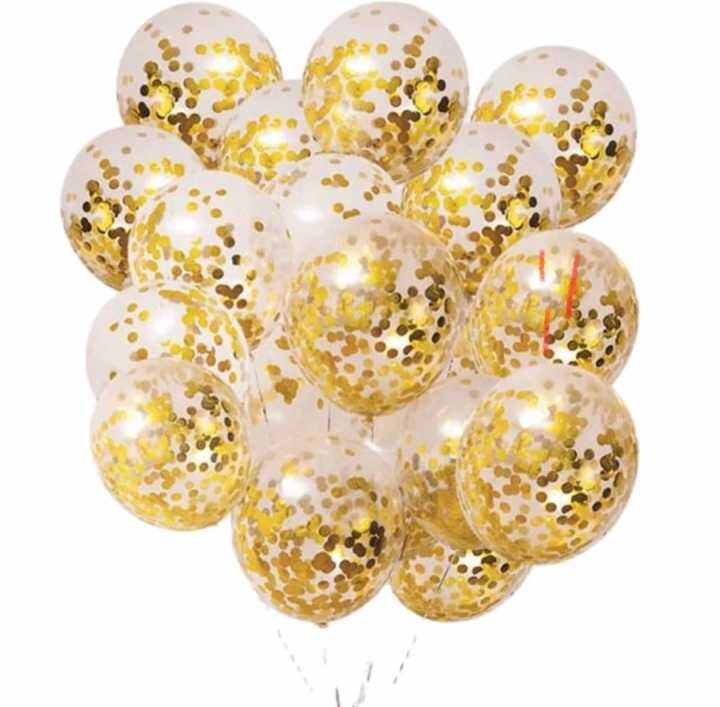 Paket Balon Confetti warna Gold Komplit dan Lengkap untuk Dekorasi