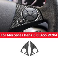 For Mercedes Benz C CLASS W204 2007-2014 Steering Wheel Panel Button Decorative Frame Carbon Fibre Sticker Interior Accessories