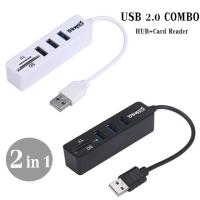 2 in1 Combo Super Speed USB 2.0 3 Port Splitter HUB+TF SD Card Reader BK - intl