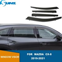 กระบังหน้าต่างสำหรับ CX-8 Mazda 2019 2020 2021 2022คิ้วกระจกรถกันน้ำฝนที่บังแดดอุปกรณ์ป้องกันรถภายนอก