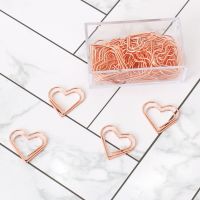 CYYCYY 30pcs/set heart Bookmark Metal Paper Clip Decor Rose Gold Colorfur Book Note Decoration Binder Clip Stationery H0405