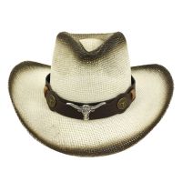 Cowboy Hat Sun Hat For Men Cowgirl Summer Hats For Women Lady Straw Hat With Alloy Feather Beads Beach Cap Sombrero Vaquero