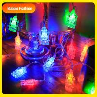 BUBBLE FASHION เครื่องประดับคริสต์มาส ไฟเส้นคริสต์มาสแบบ LED 1M10LED ตกแต่งดีไอวาย ไฟเส้นน้ำแข็ง ของใหม่ ของตกแต่งงานปาร์ตี้ โคมไฟสี อีสเตอร์