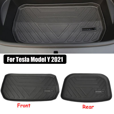 TPE รถด้านหน้ากล่องเก็บ Pad ด้านหลัง Trunk Mat สำหรับ Tesla รุ่น Y 2021กันน้ำ Pad ป้องกัน Liner Trunk ถาดชั้น Mat