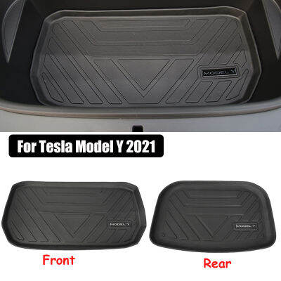 TPE รถด้านหน้ากล่องเก็บ Pad ด้านหลัง Trunk Mat สำหรับ Tesla รุ่น Y 2021กันน้ำ Pad ป้องกัน Liner Trunk ถาดชั้น Mat