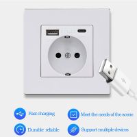 Wall USB Power Socket Type-C EU Electrical Socket Glass Panel With USB Plug Sockets 250V