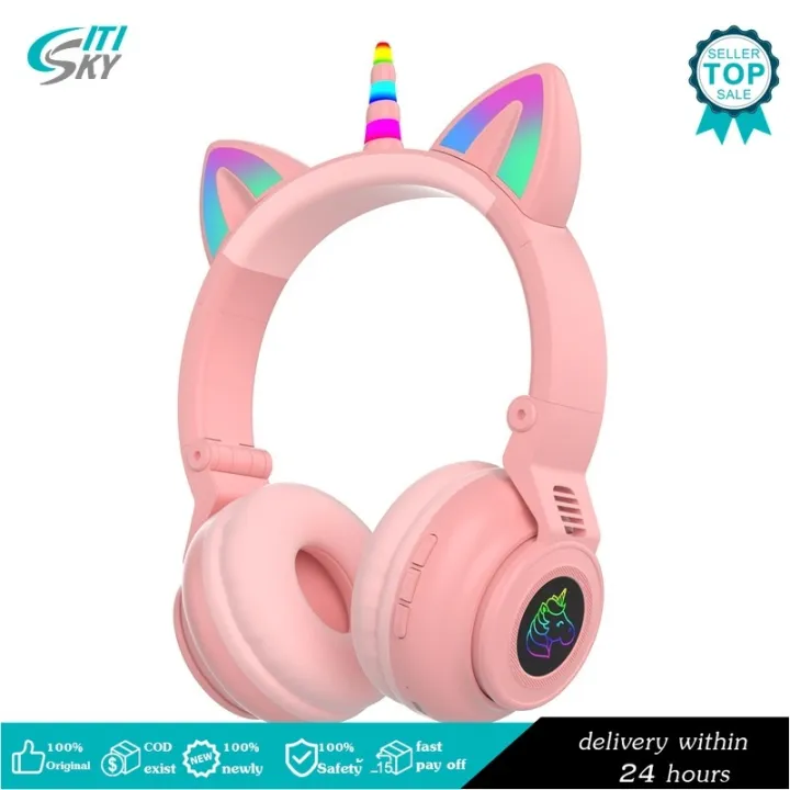 STN27 cat ear wireless headset girl cute unicorn bluetooth support