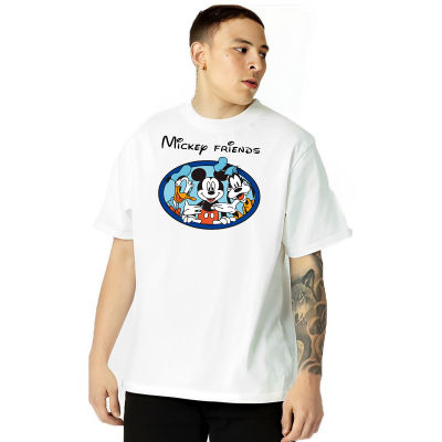 เสื้อยืด Unisex คุณภาพดี   (S-5XL) cotton 100% Disney Mickey Mouse Minie ผ้าฝ้ายเสื้อยืดคู่ Super Hot ฤดูร้อนใหม่หลวมแขนสั้นเสื้อ                  S Oversize สไตล์ Harajuku เสื้อผ้า