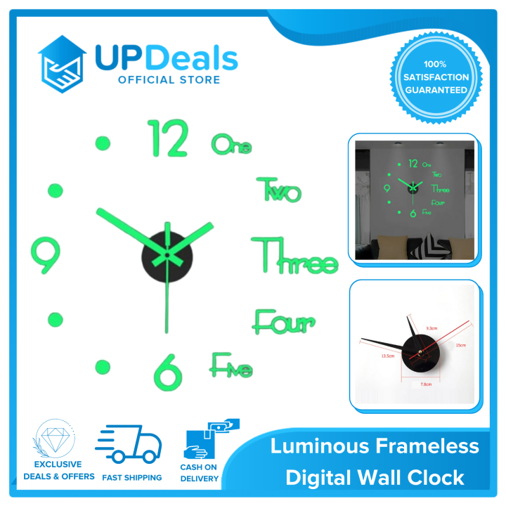Luminous Frameless Digital Wall Clock Lazada PH