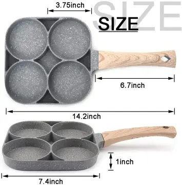 KEWEI Egg Frying Pan 3 Section 2 in 1 Divided Frying Grill Pan