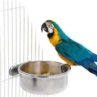 Parrot Feeding Cups Birds Food Dish Stainless Steel Parrot Feeders Water Cage Bowls for Cockatiel Conure Parrot Bird Accessories