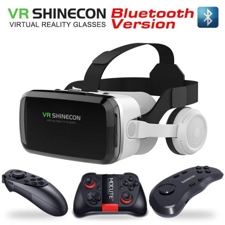 VR SHINECON 2021ชุดหูฟังเครื่องเสียงบลูทูธไร้สายแว่นตาเสมือนจริง3D ...