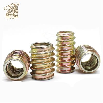 M4 M5 M6 M8 M10 Furniture Pass-through Drive Unhead Threaded Nut Color Zinc Plated Carbon Steel Wood Insert Nuts Nails Screws Fasteners
