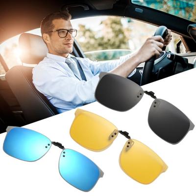 Lens Driving Clip-on Sunglasses Black Yellow Blue color On Night Clip Clipon Vision Polarized L0K7