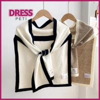 PETI DRESS สีทึบทึบ ผ้าคลุมไหล่ผ้าคลุมไหล่ โพลีเอสเตอร์ ถักนิตติ้ง ผ้าพันคอผ้าพัน ที่มีคุณภาพสูง ผ้าคลุมไหล่และผ้าถัก สำหรับผู้หญิง