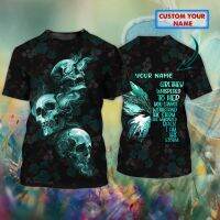 Skull Butterfly 3D Printing T-Shirt Mens Round Neck Shirt Casual Personality Name T-Shirt Summer Tops